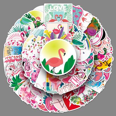 50 Flamingo Doodle Persönlichkeit Cartoon Niedliche Tiere Kinder DIY Koffer Handy Wasserbecher Autoaufkleber