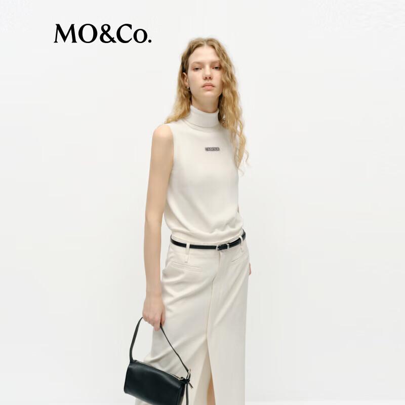 MO&Co. Acetate Cotton Blend High-Neck Knit Vest