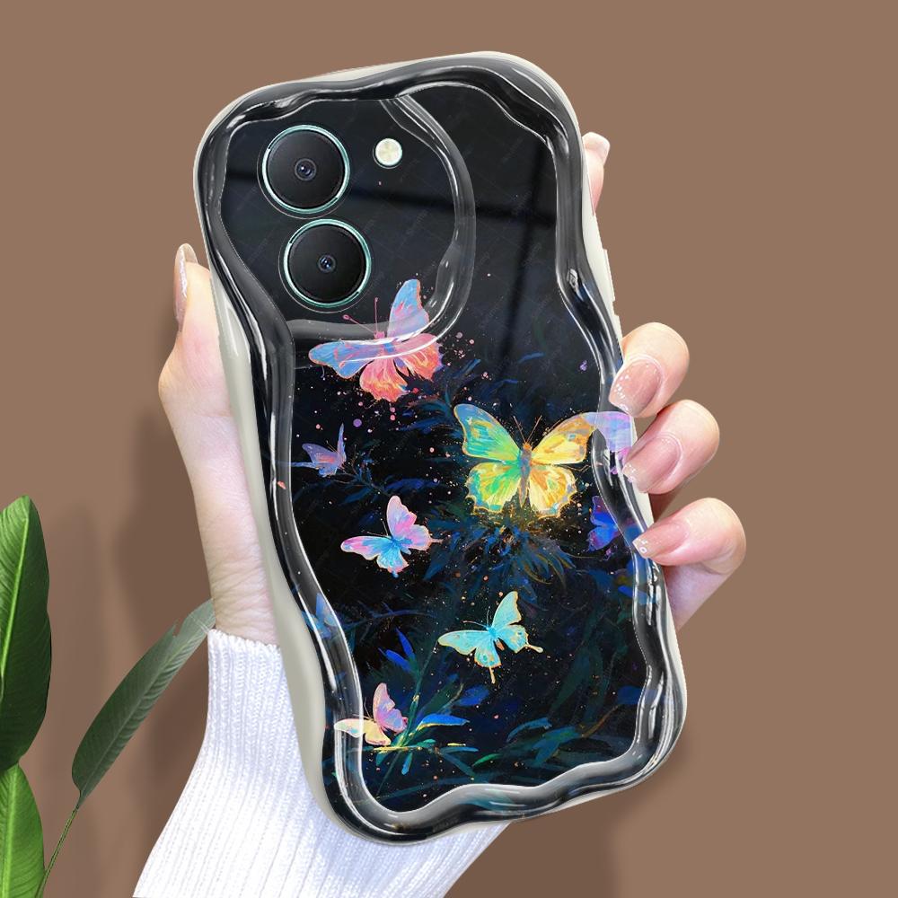 Cute Cartoon Pattern Cream Texture Casing Wavy Edge Soft Silicone Cover Phone Case for Vivo