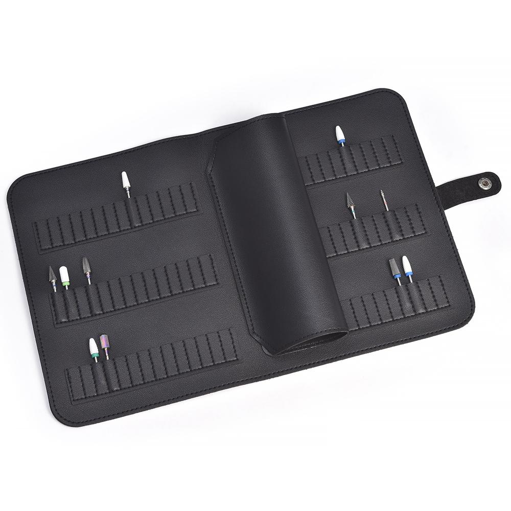 84 Positions Snake Print Folding Nail Drill Bit Organizer Bag Milling Tool Display Grinding Bits Empty Container PU leather Bag