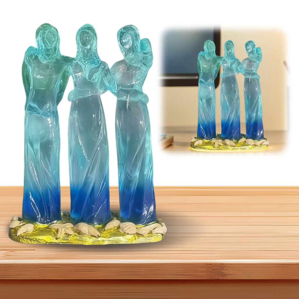 Sea Glass Style Resin Sisters Sculpture Resin Woman Decorative Sculptures for Christmas Graduation Home Decor