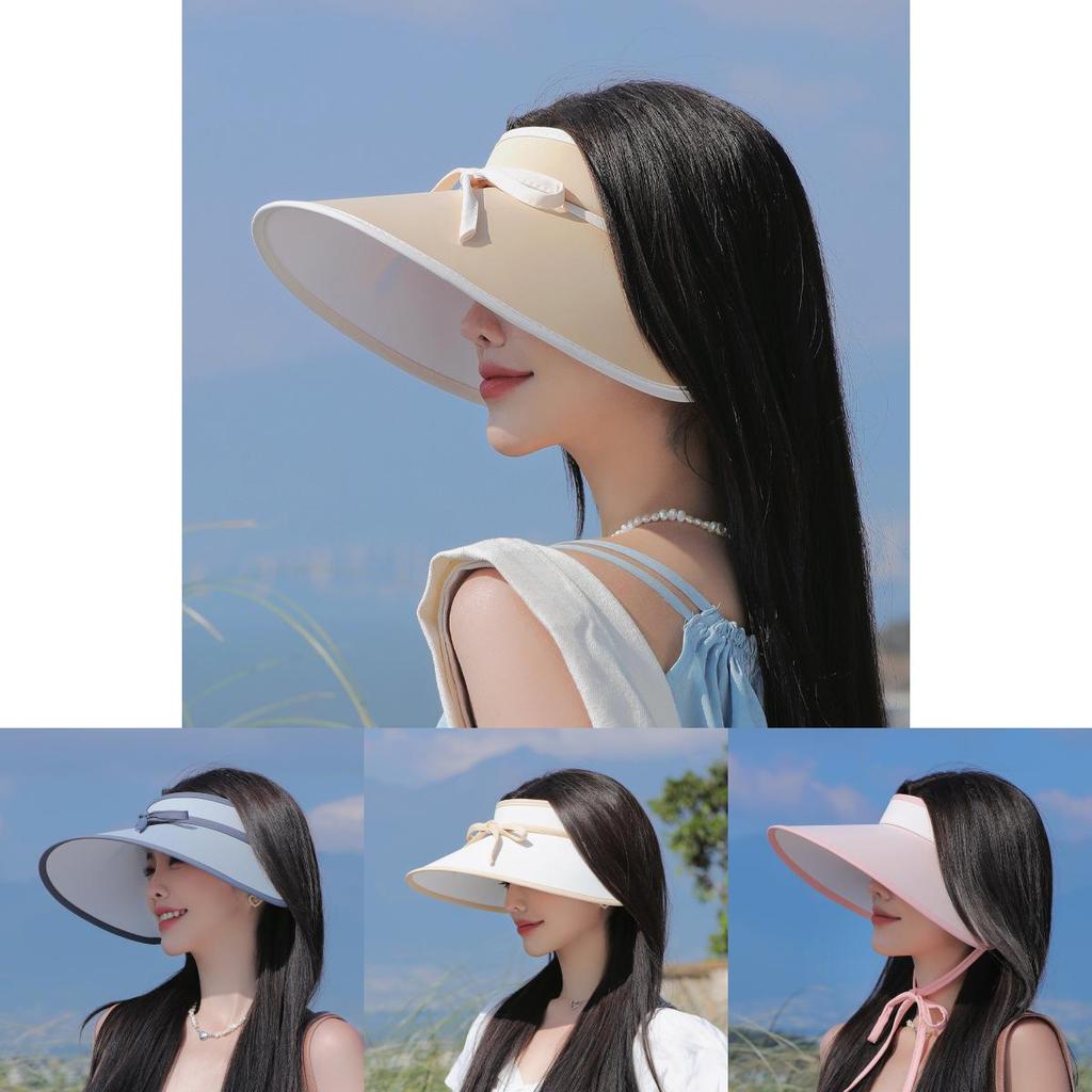 Summer Sun Protection Hat For Women With Large Brim And Butterfly Bow In Ice Silk Material For Casual Outings