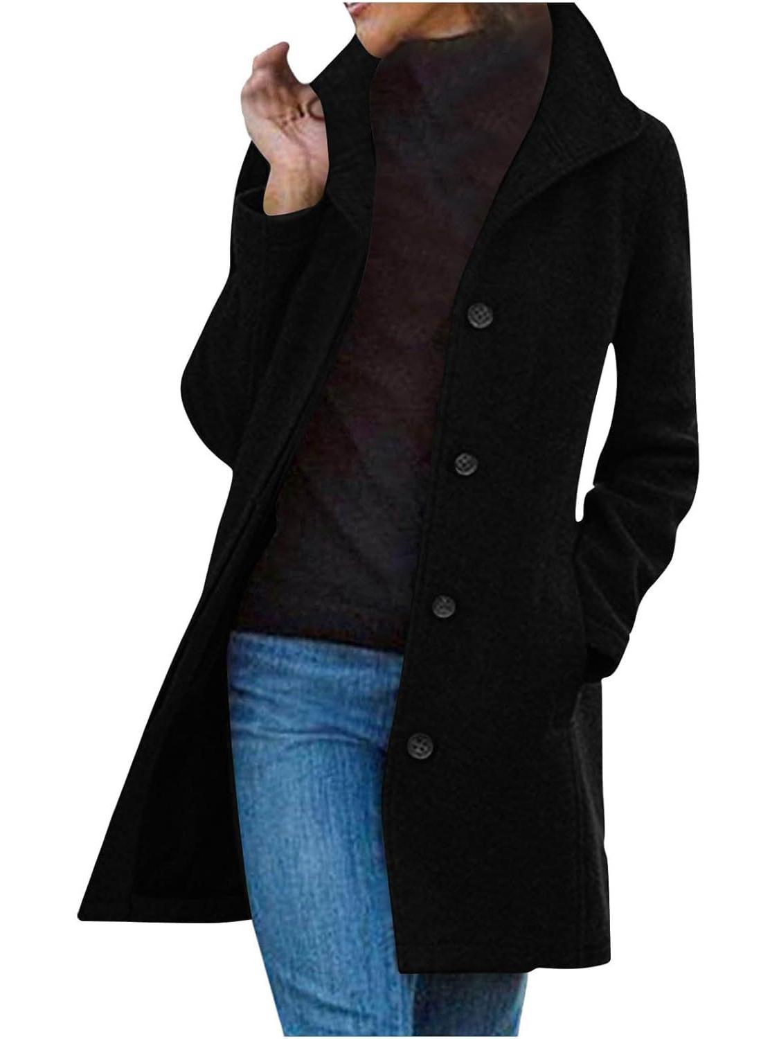 

Женское полушерстяное пальто средней длины на осень/зиму 2023 XL