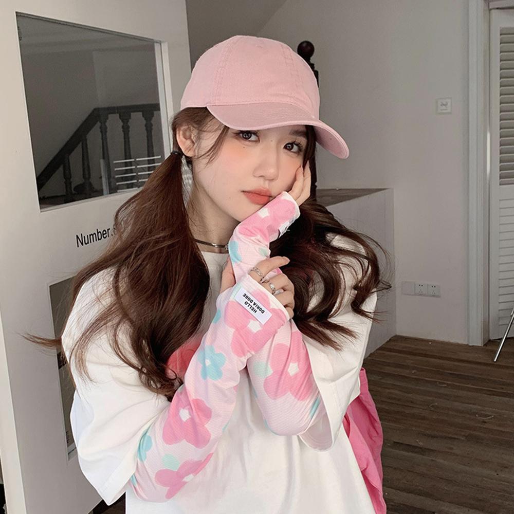 

2024 Цветочный ледяной рукав Солнцезащитные рукава Перчатки для вождения Длинные рукава без пальцев Летняя защита рук Открытый One Size розовый