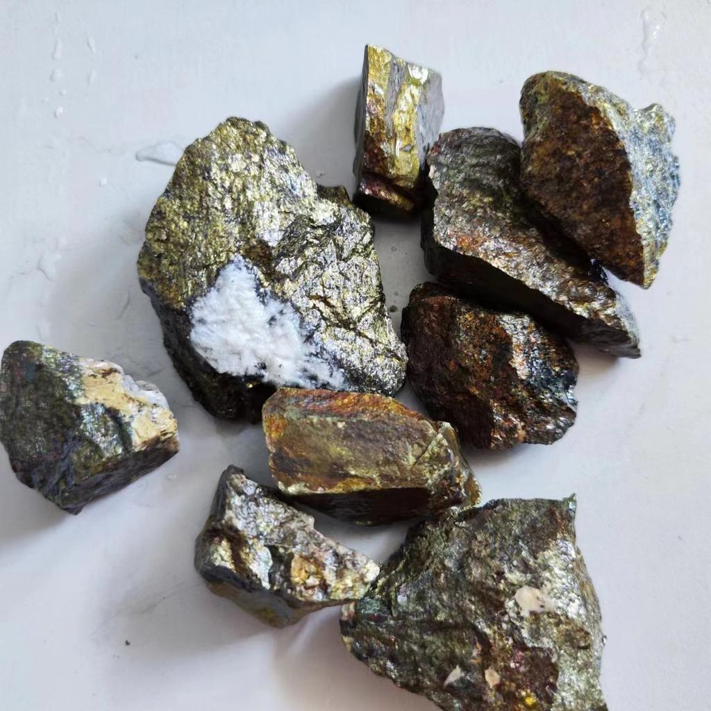 Natural Home Decoration Chalcopyrite Stone Copper Ore a Trace of Gold and Silver Mineral Specimens Teaching Experiment Ore Crystal
