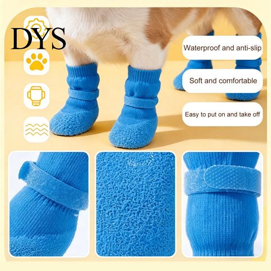 Küçük Köpekler İçin Orta Boy Köpek Ayakkabıları 4 Adet, Yumuşak Kaymaz Yavru Köpek Botları Esnek Çoraplar Pati Koruyucular Sıcak Kaldırım, Ahşap Zeminler, Kış Karı İçin