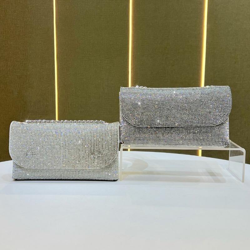 Chain Bag - Small Xiaoxiangfeng Shoulder Bag with Diamonds, Slanted Crossbody Bag, Full of Diamonds for Formal Events