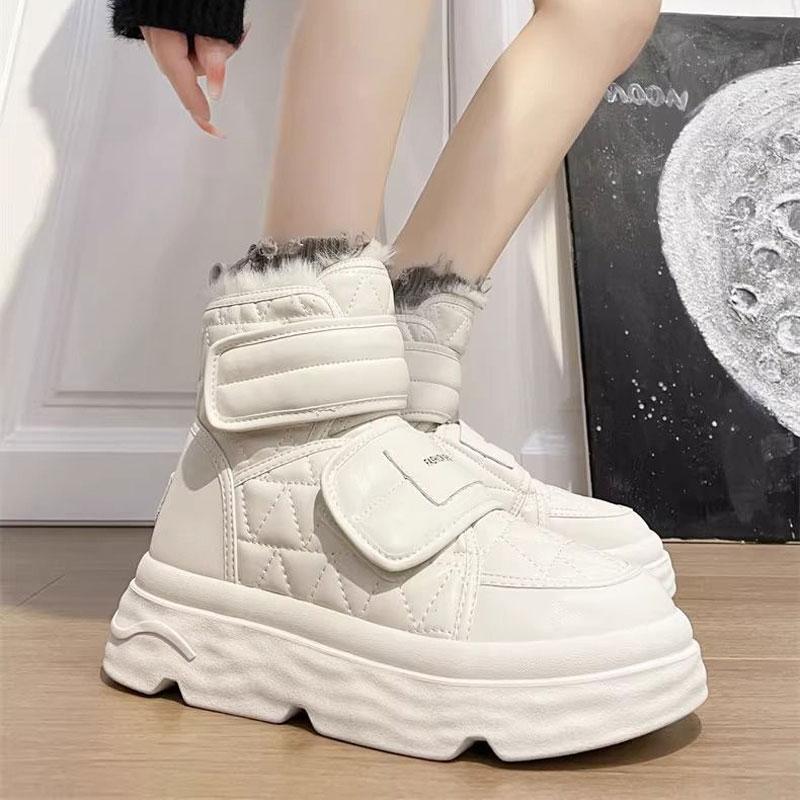 Mote Vinter Dame Plysj Mote Bomullssko Stor Plattform Sklisikre Snøstøvler Utendørs Arbeid Høy Kvalitet Komfortable Damesko