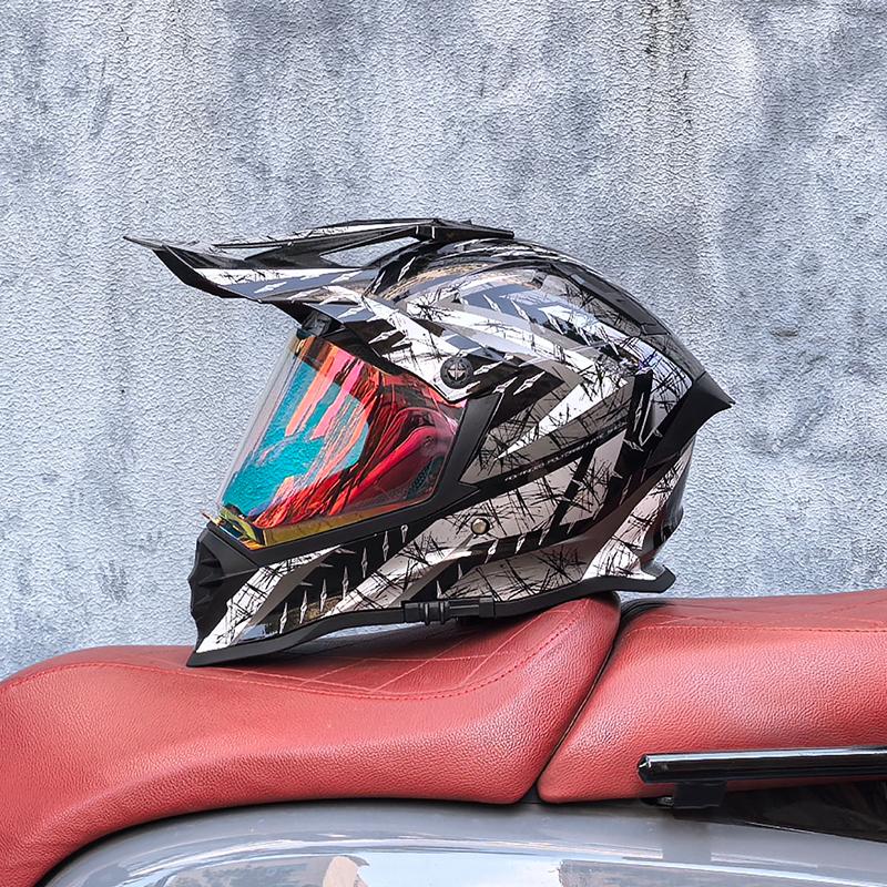 LVS Adult motocross helmet full face cross helmet with 800 off road helmets dot authentication dual lens matching