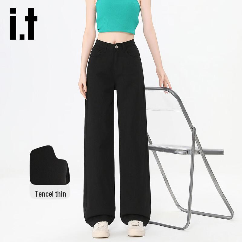 izzue it Women s Lightweight Tencel Wide-Leg Jeans L