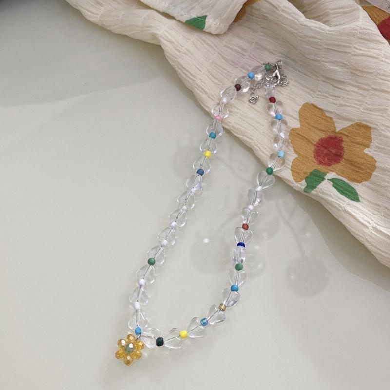 Beaded Necklaces Women Flower Pendant Chokers Artificial Crystal Material Party Jewelry Accessories Gift for Woman Girls