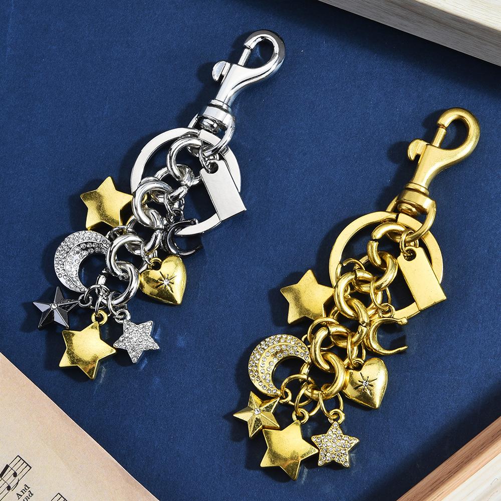 Portachiavi Xingyue Love Diamante Bicolore Sovrapposto Fibbia Metallica Ciondolo per Borsa alla Moda