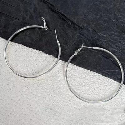 Big Smooth Circle Hoop Earrings for Women Aros Simple Round Loop Ear Wedding Jewelry Big Circle Earrings for Women Punk Jewelry