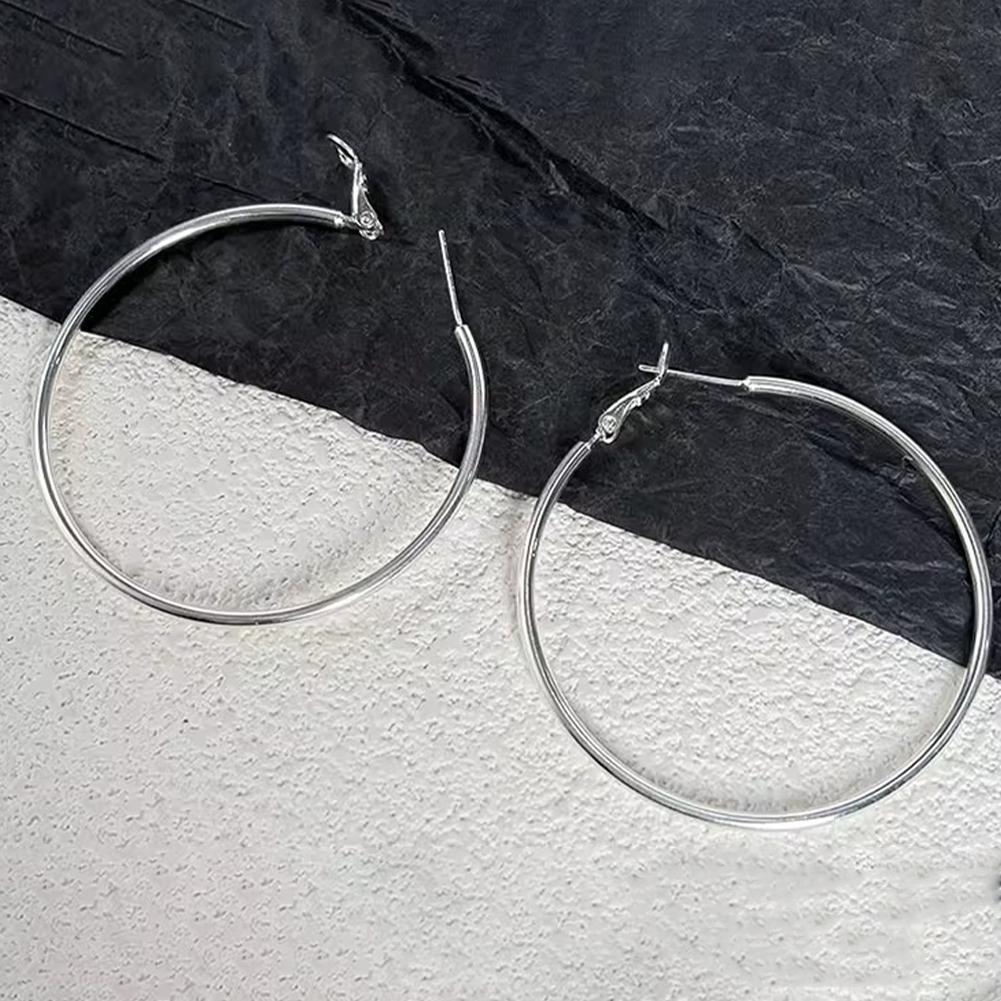 Fashion Simple Sterling Silver Hoop Earrings for Women Hypoallergenic Lightweight Large Big Thin Hoops Dangle Earrings