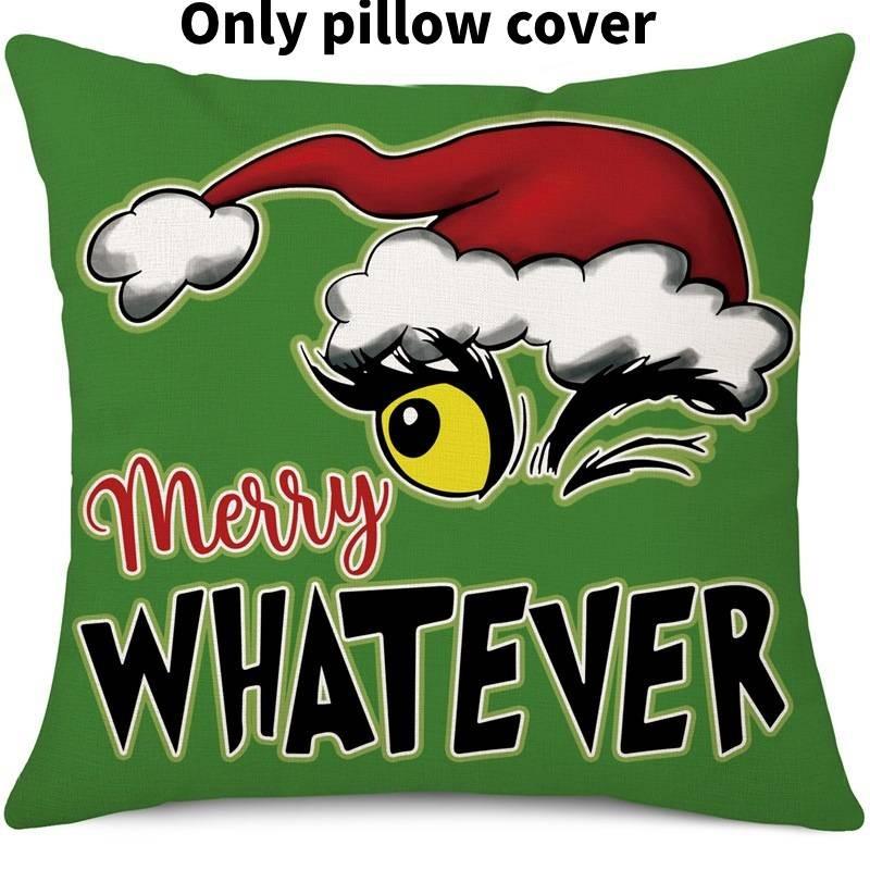 Cozy Green And Red Grinch Christmas Pillow Cover For Stylish Home Dcor 45x45cm