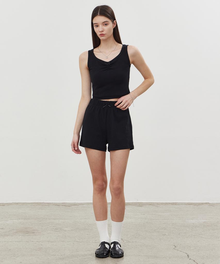 ITOV SEOUL 2Pcs Ribbon Ribbed Shorts Bk