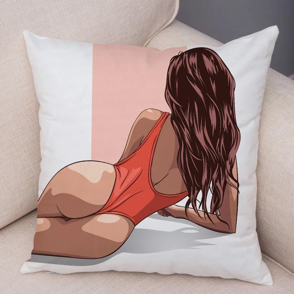 Sofa Car Home Fashion Girl Pillowcase Beautiful Sexy Ladies  Decoration Cartoon  Chest Cushion Cover