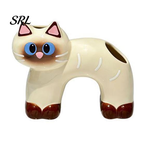 Portaspazzolino Gatto Carino Porta, Forma con Foro di Drenaggio, Porta Resistente alla Muffa Doppia Foro Organizzatore in Ceramica per Accessorio Bagno Resistente alla Muffa