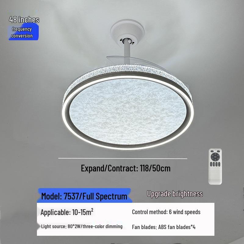 High-End Full Spectrum Ceiling Fan Light with Invisible Blades and All-Copper Motor for Restaurants and Homes