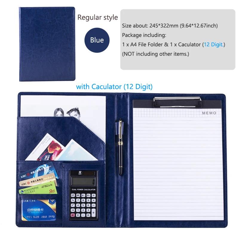 A4 Padfolio Man PU Padfolio File Folder Portfolio Business Document Holder Metal Clipboard Pad Document Organizer Holder Office