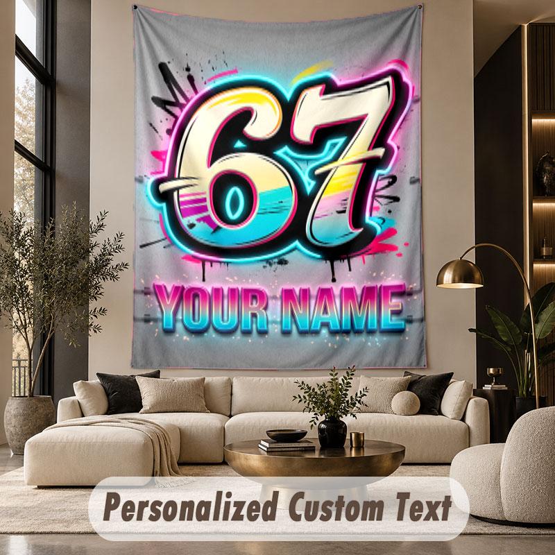 Graffiti (14) Theme Custom Tapestry Personalized Custom Name Text Wall Hanging Tapestry Home Decor Background Cloth