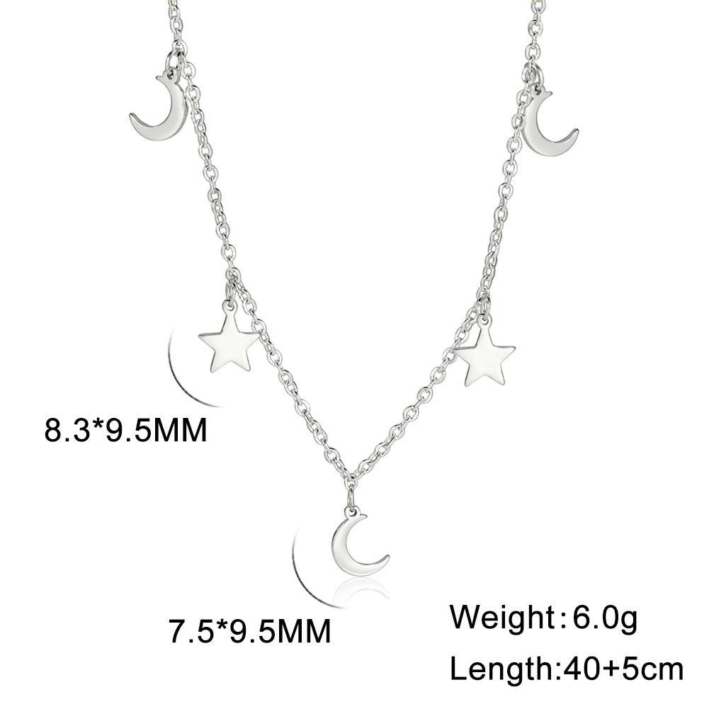 KKjoy Star Pendant Necklace for Women Silver Color Stainless Steel Beads Double Chain Collars Minimalist Jewelry Accessories New