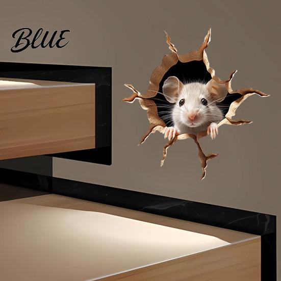 Realistische Lochbruch-Aufkleber Lustiger Wand-3D-Aufkleber Maus späht durch Gebrochener Effekt Glas Dekorations-Fensteraufkleber Aufkleber Abnehmbar PVC
