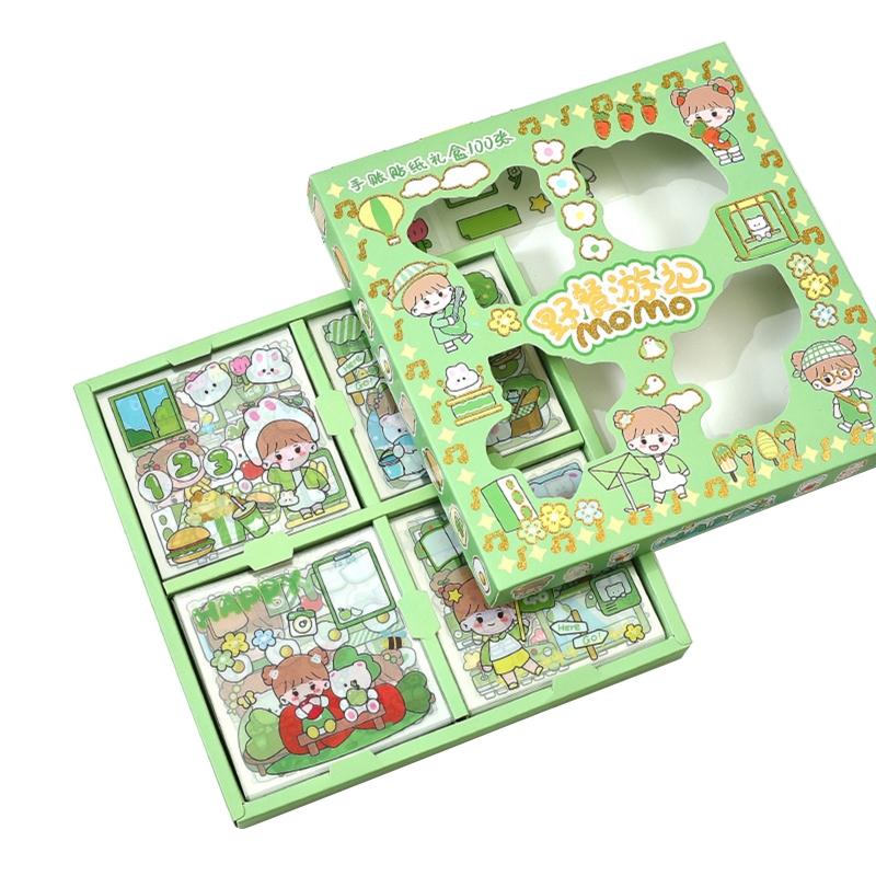 100 Sheets Lovely Cartoon Stickers Sweet Girl Decals Waterproof Adhesive for Child DIY Pencil Case Guitar Computer Cups Decor