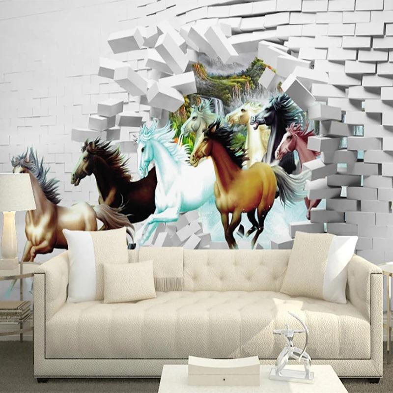 3D Wall Murals Wallpaper Classic Horse Animal Landscape Fresco Living Room TV Sofa Backdrop Wallpaper