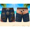 Funny Men Swim Trunks, Leopard Faux Bikini Beach Shorts Fake Denim Gift Shorts Novelty Gag Gift for Him Pool Party Outfit Shorts