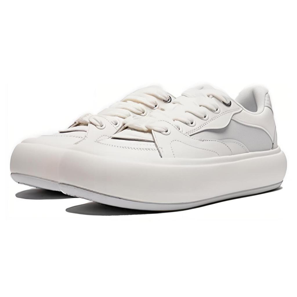Li Ning Cream Puff Platform Slip Resistant Low top Skateboard Shoes Women's White Gray AZGU012-1