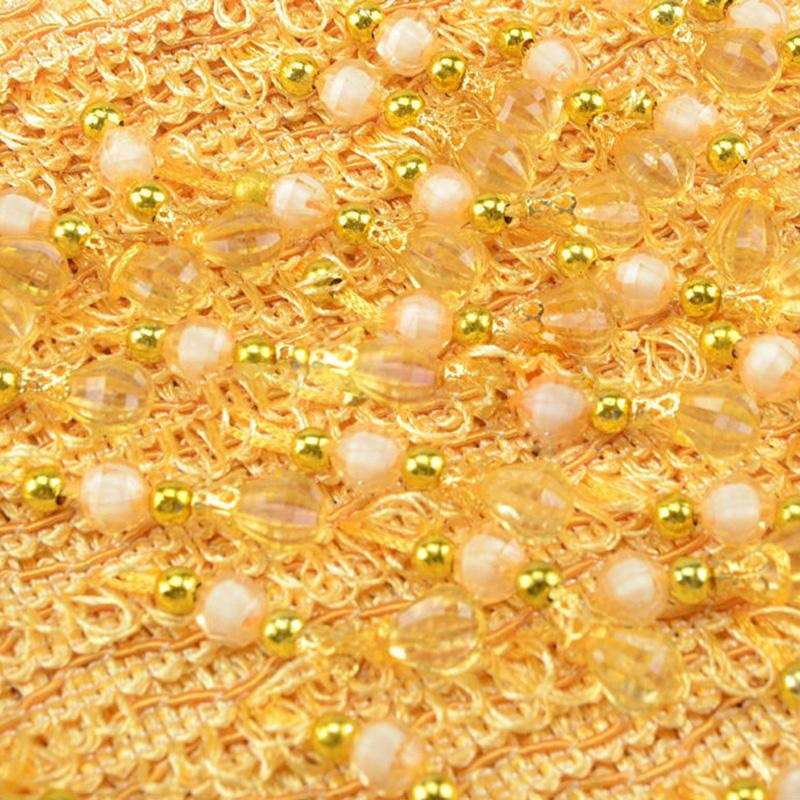 12 מטר גדילים שוליים דלעת קריסטל חרוזים סרט 7.5 ס"מ רוחב שוליים לתפירה אביזרי וילון תחרת דקורציה לריפוד