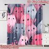 2D flat printing 2pcs Curtain Scene Curtains Cute Pink Cats Digital Printed Polyester Drapes Family Party Decoration Use for