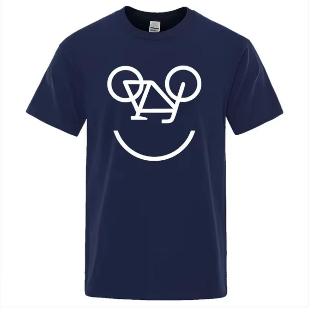 Bicycle reverse Letter Funny Printing Men Women T Shirts Fashion Comfortable Top Regular Sleeve Short Sleeve Large Size Tshirts
