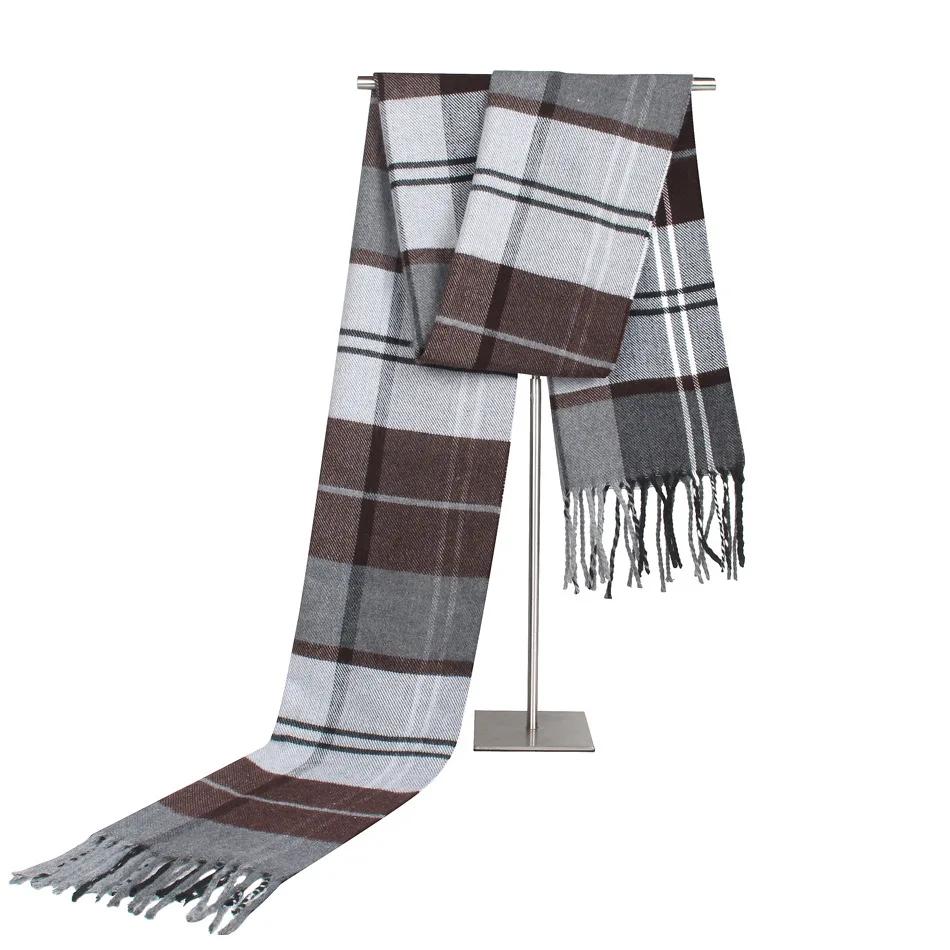 Fashion Design Plaid Men's Scarf Autumn Winter Korean Version Imitation Cashmere Muffler Male Soft Light Tassel Thick Warm Shawl
