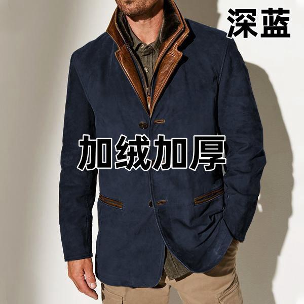 Spring And Autumn Men'S Fashion Retro Casual Tooling Splicing Contrasting Jacket