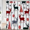 Snowflake Deer Pattern Shower Curtain, Suitable For Home Bathroom Decoration, Polyester Fabric Bathtub Window Curtain