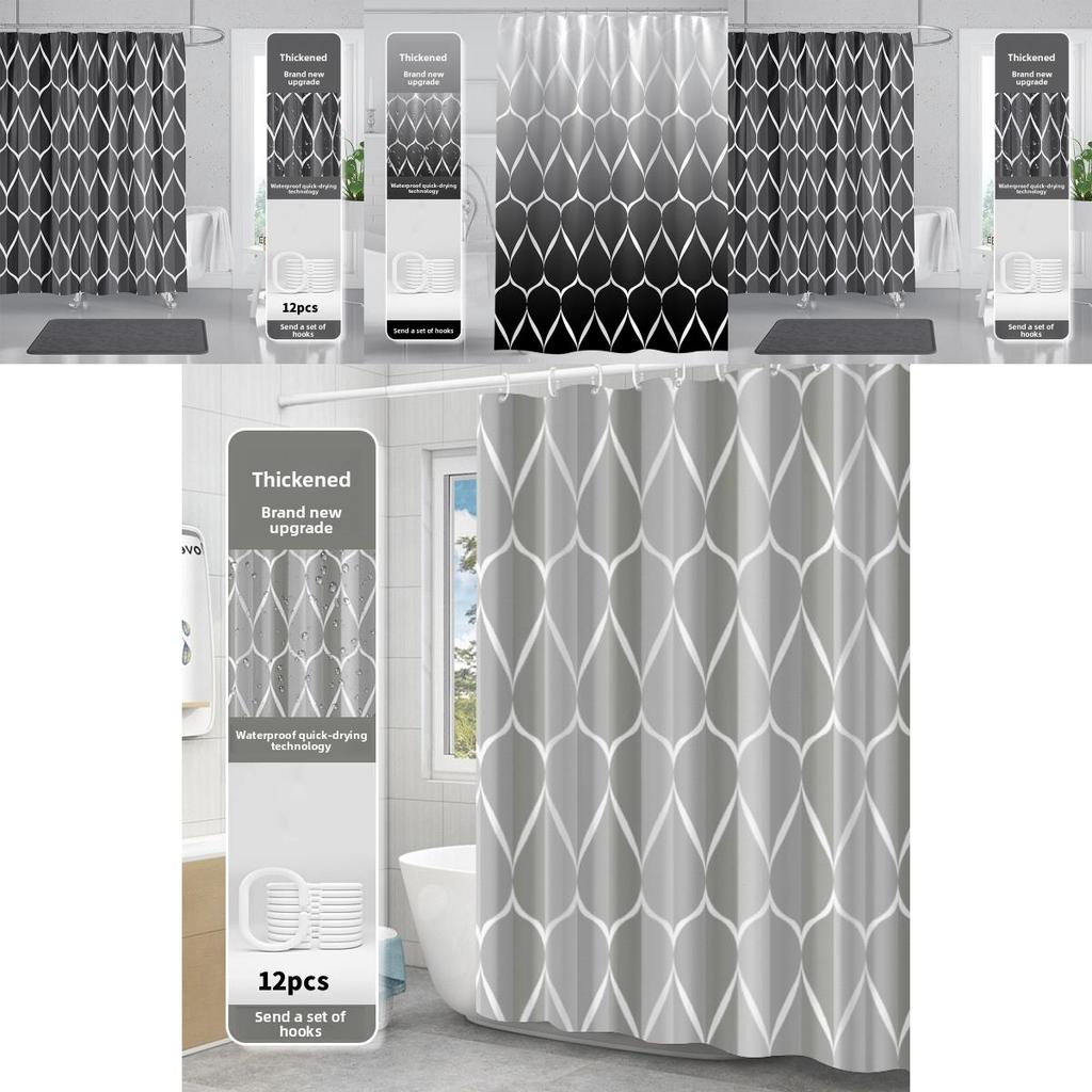 Cortina de Chuveiro Impermeável Simples Feita de Tecido de Poliéster Grosso para Decoração e Higiene do Banheiro