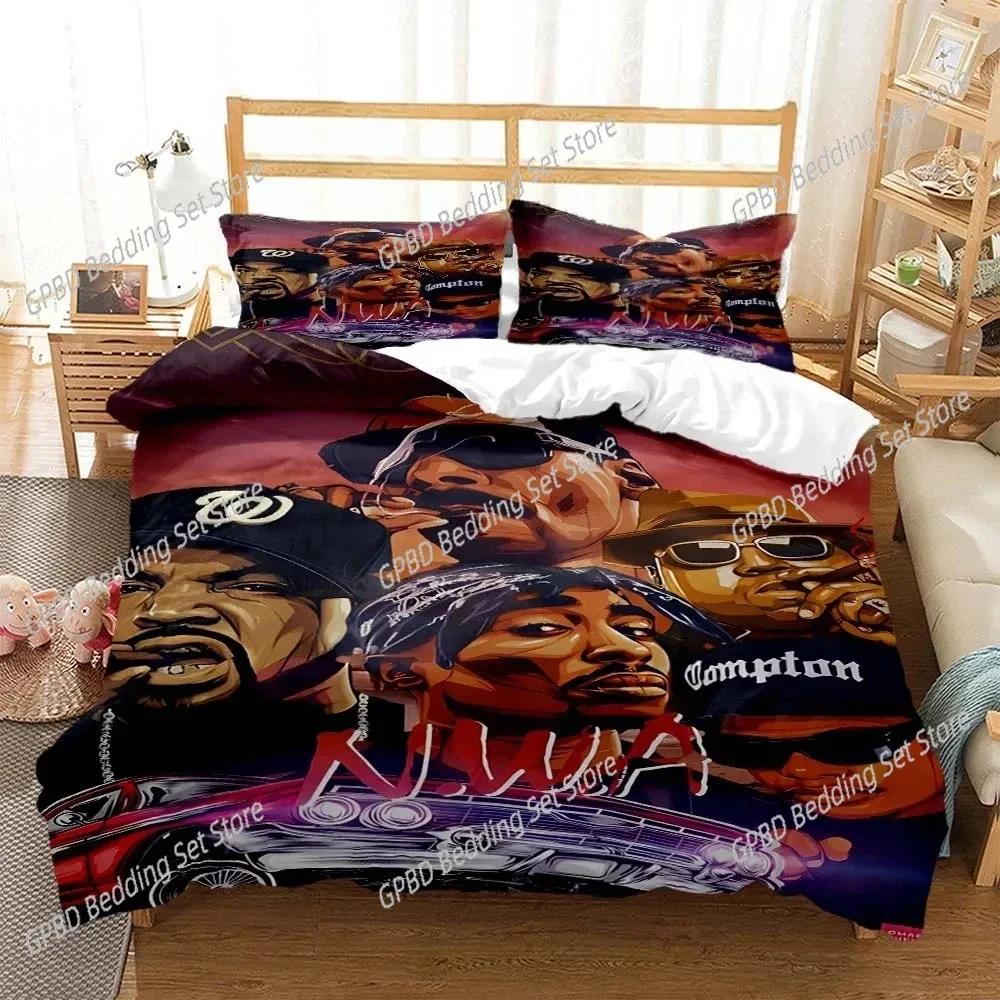 Comforter Hip Hop Rapper Bedding Set 3D Printed Suitable For Bedroom Kids Home Textile