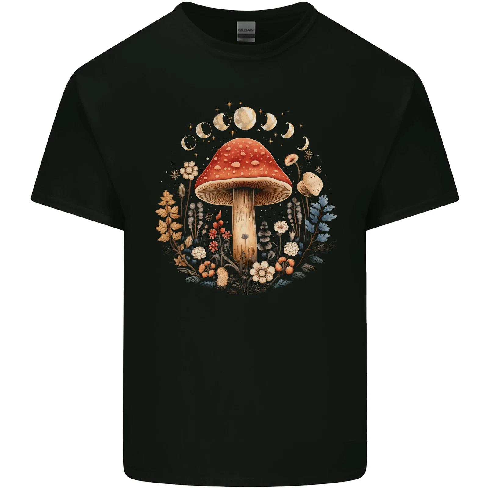 Moon Phases Mushroom Nature Foraging Kids T-Shirt Childrens 4XL