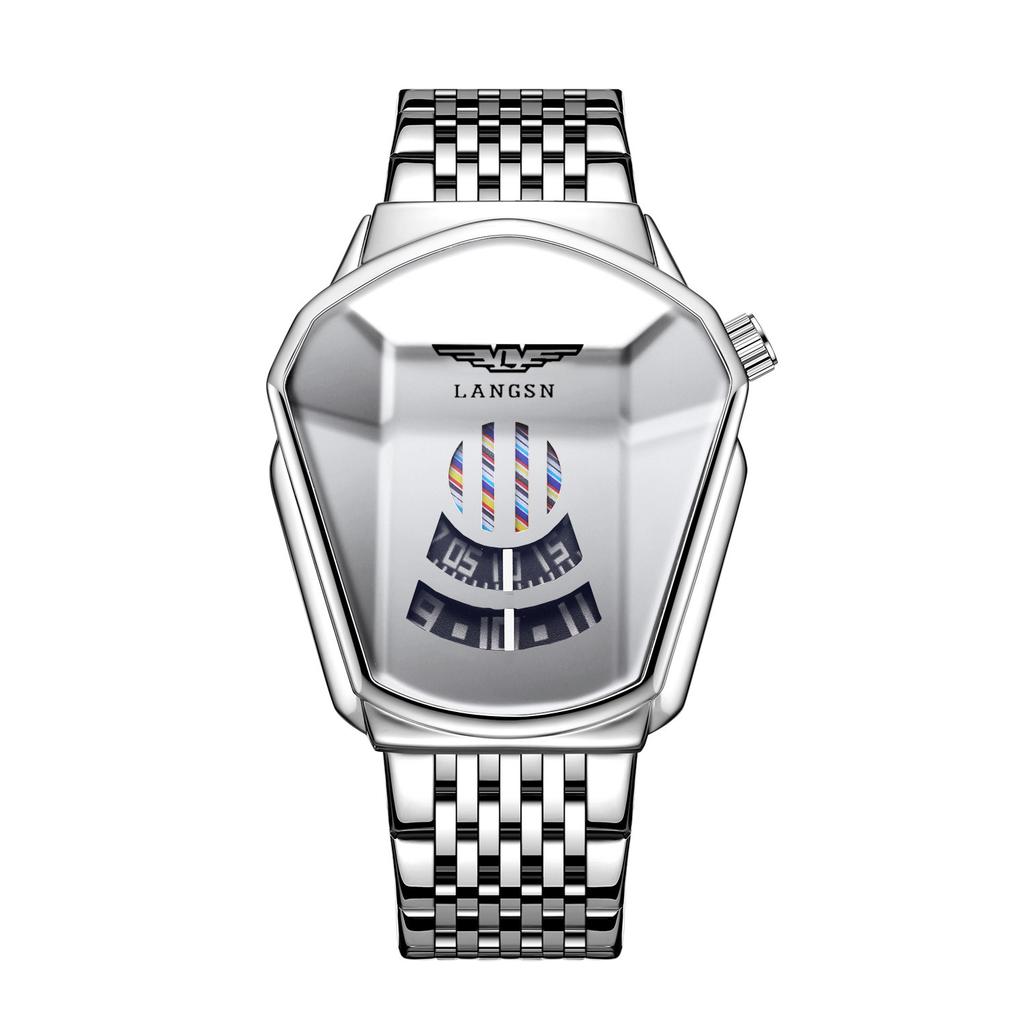 Watch Men'S Personality Trend Creative Versatile Fashion Steel Belt High Value New Concept Cool Quartz Watch