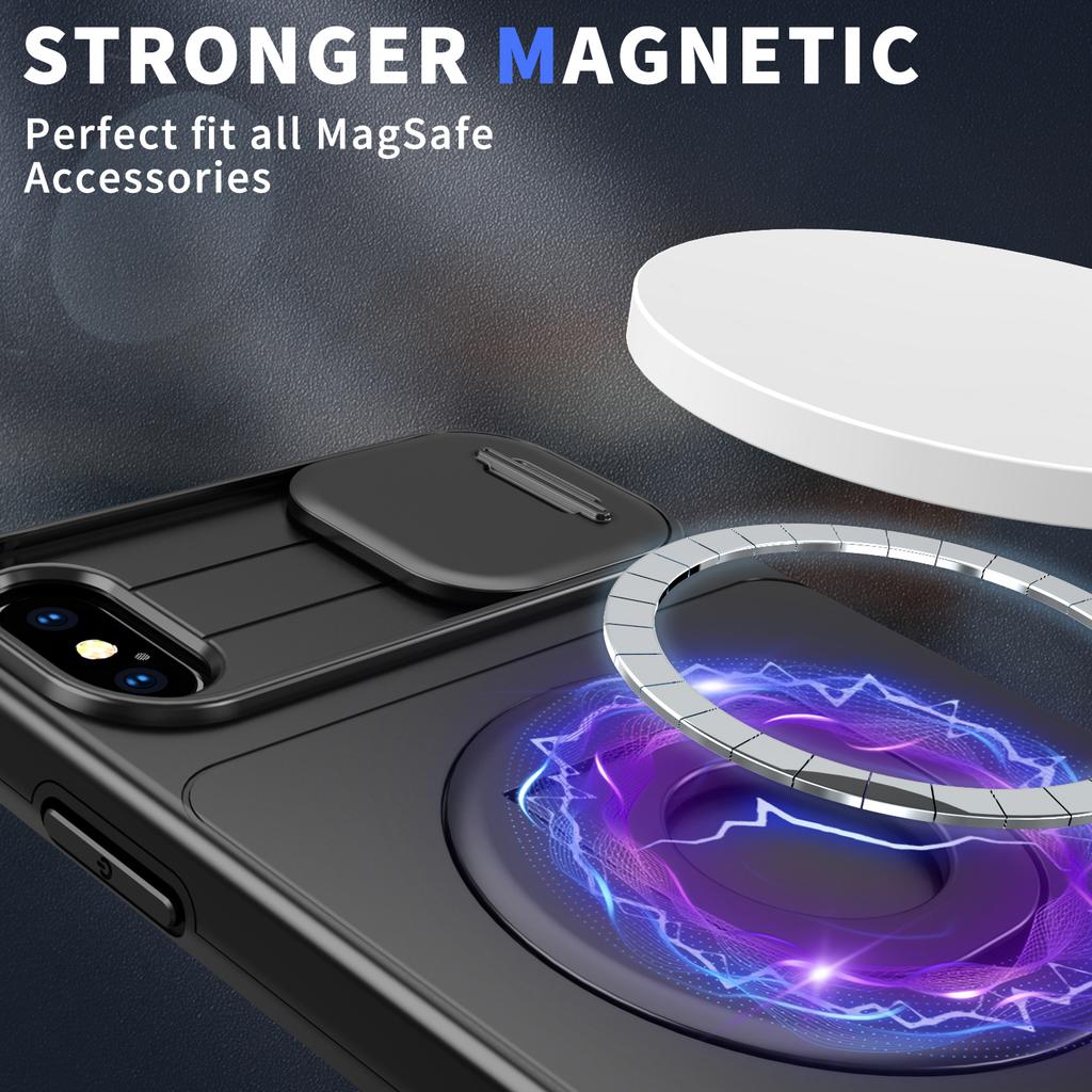 For iPhone XS Max Phone Case TPU+PC Magnetic Cover Camera Protection
