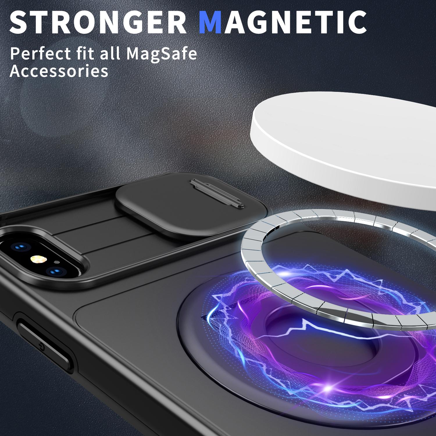

For iPhone XS Max Phone Case TPU+PC Magnetic Cover Camera Protection Black