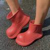Waterproof Eva Thick Bottom Ankle Boots Women 2025 Winter Chunky Platform Non Slip Rain Boots Cute Round Toe Girl's Water Shoes
