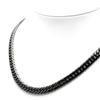 Ko Double Curb Chain Necklace Cut 10mm Standard Stainless Steel Black [Silver One] [Black 6-sided Width] Men's [60cm]