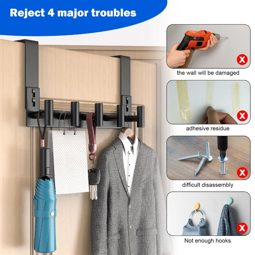 Heavy Duty Door Hanger Space-Saving Coat Rack Towel Organizer  Kitchen Bathroom Accessories
