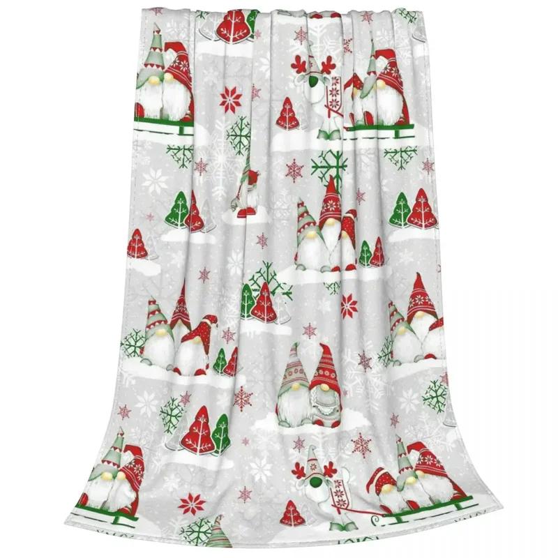 Merry Christmas Gnomes Knitted Blanket Nordic New Year Wool Throw Blankets Warm Bed Fleece Fluffy Soft Blankets for Winter