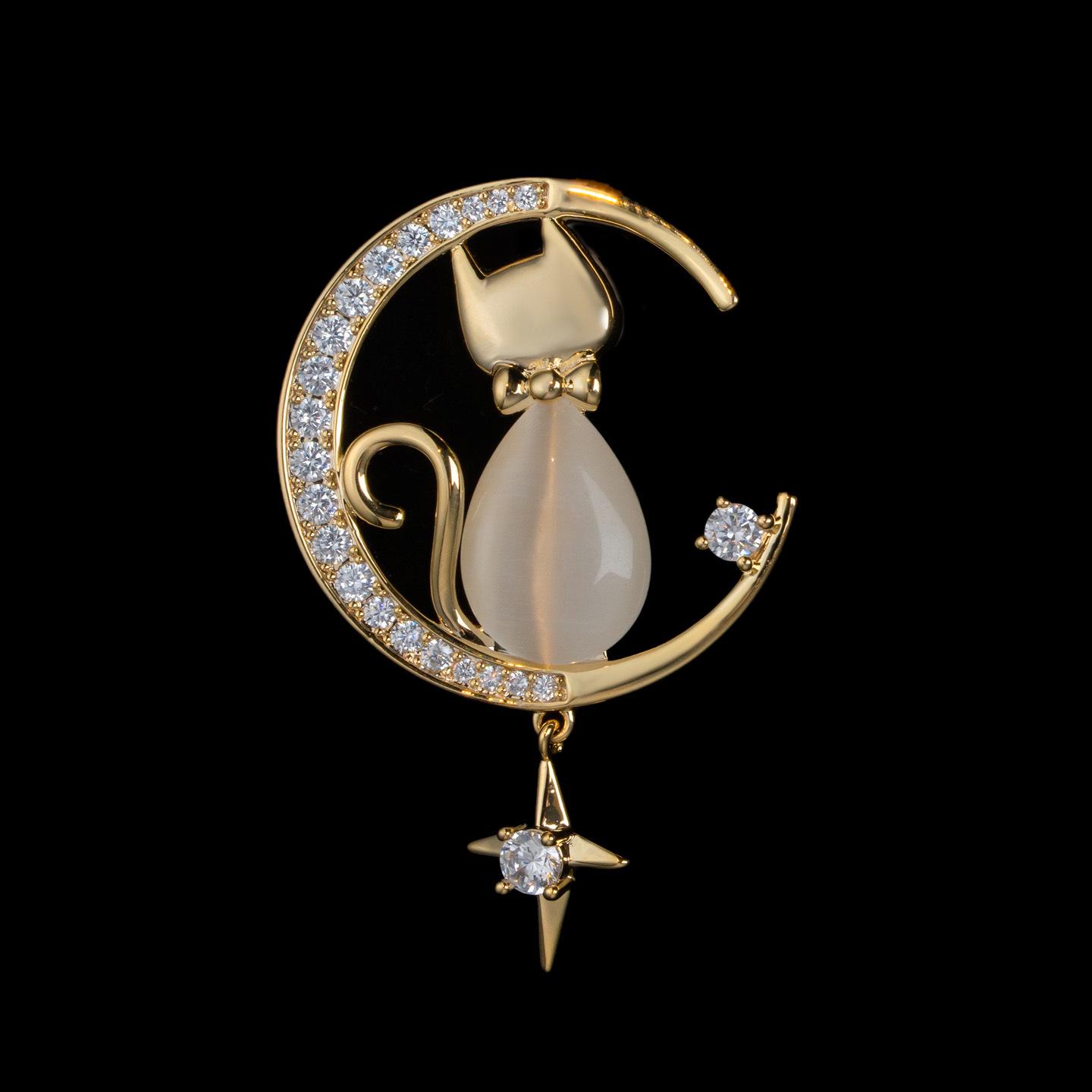 

Кошачья брошь «Серебряная луна»: Изысканная циркониевая брошь для женщин - Идеальное украшение в подарок на день рождения для защиты от оголения.