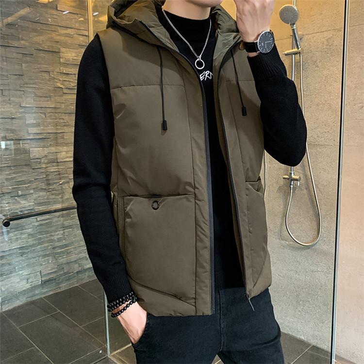Herbst- und Winter Herrenweste mit Kapuze Übergröße Weste Sportjacke Verdickte Thermoweste