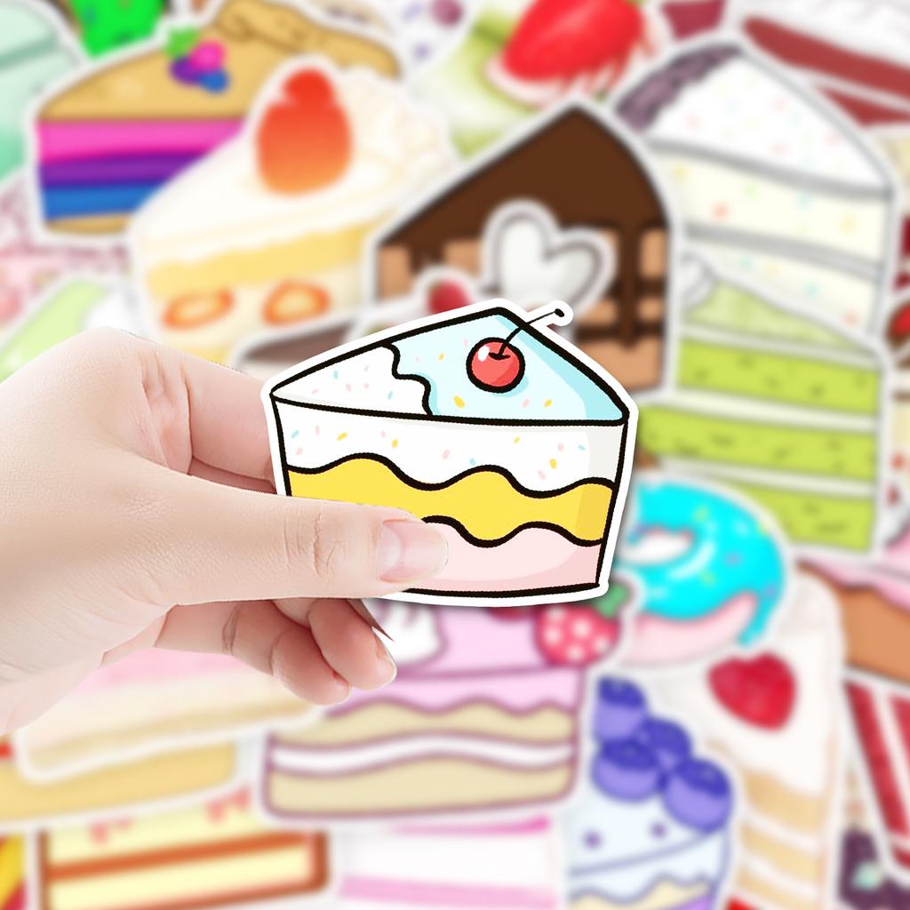 50 Ins Cake Graffiti Stickers Suitcase Car Notebook Refrigerator Water Cup Waterproof Decorative Stickers